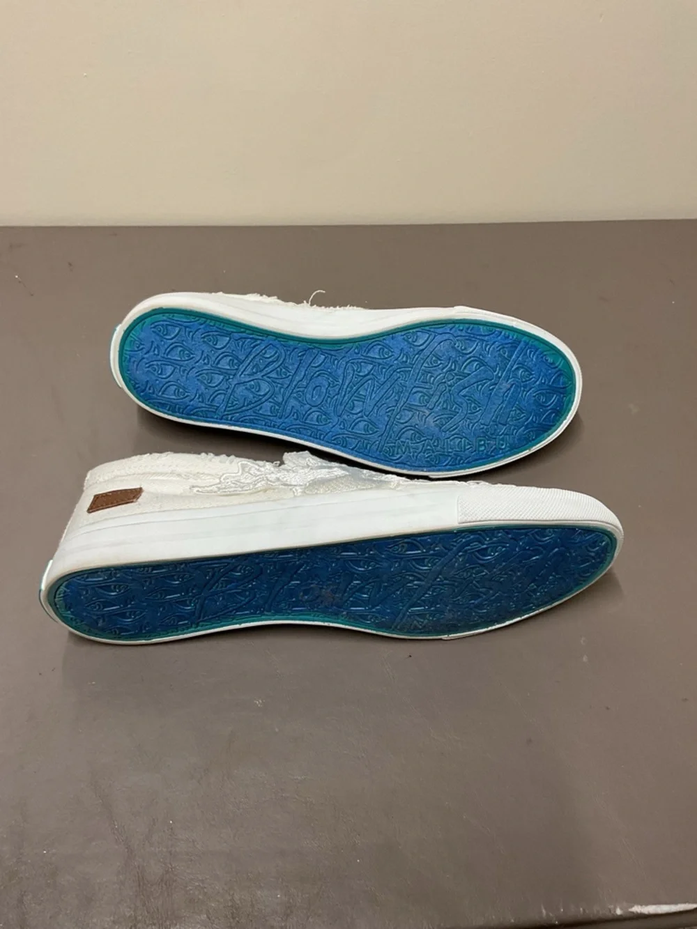 Blowfish White Slip-On Sneakers with Floral Lace Applique - Picture 6 of 7